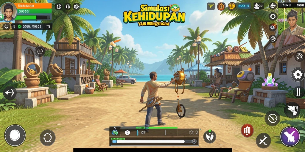 Tangkapan layar 5RT menunjukkan interaksi kehidupan virtual yang dinamis dan menarik.