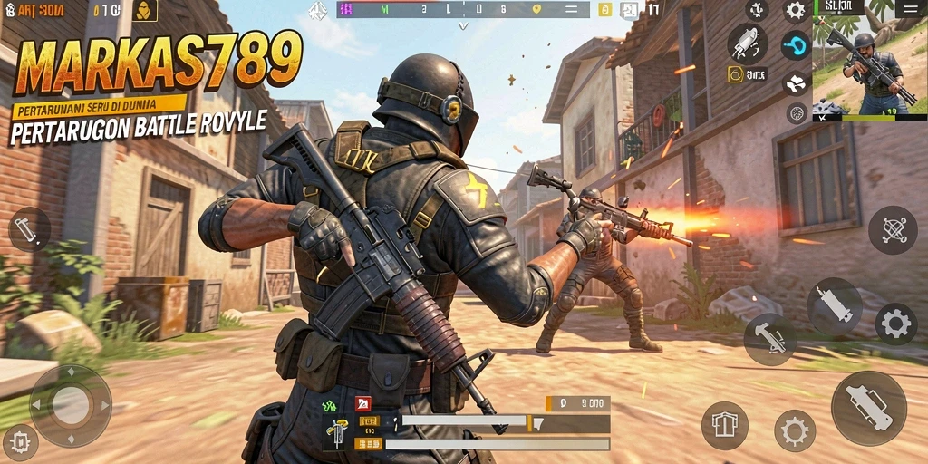 Tampak aksi mendebarkan dalam permainan Battle Royale.
