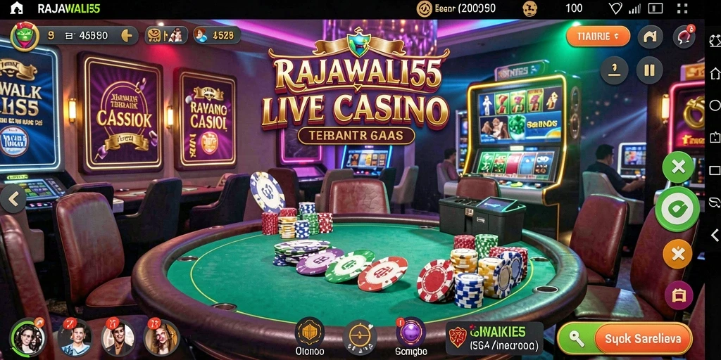 Screenshot utama RAJAWALI55 yang menampilkan dealer langsung di permainan Live Casino.