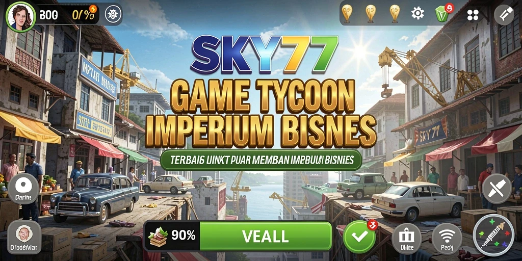 Tampilan utama gameplay <strong>SKY77</strong> yang menunjukkan interaksi bisnis yang dinamis.